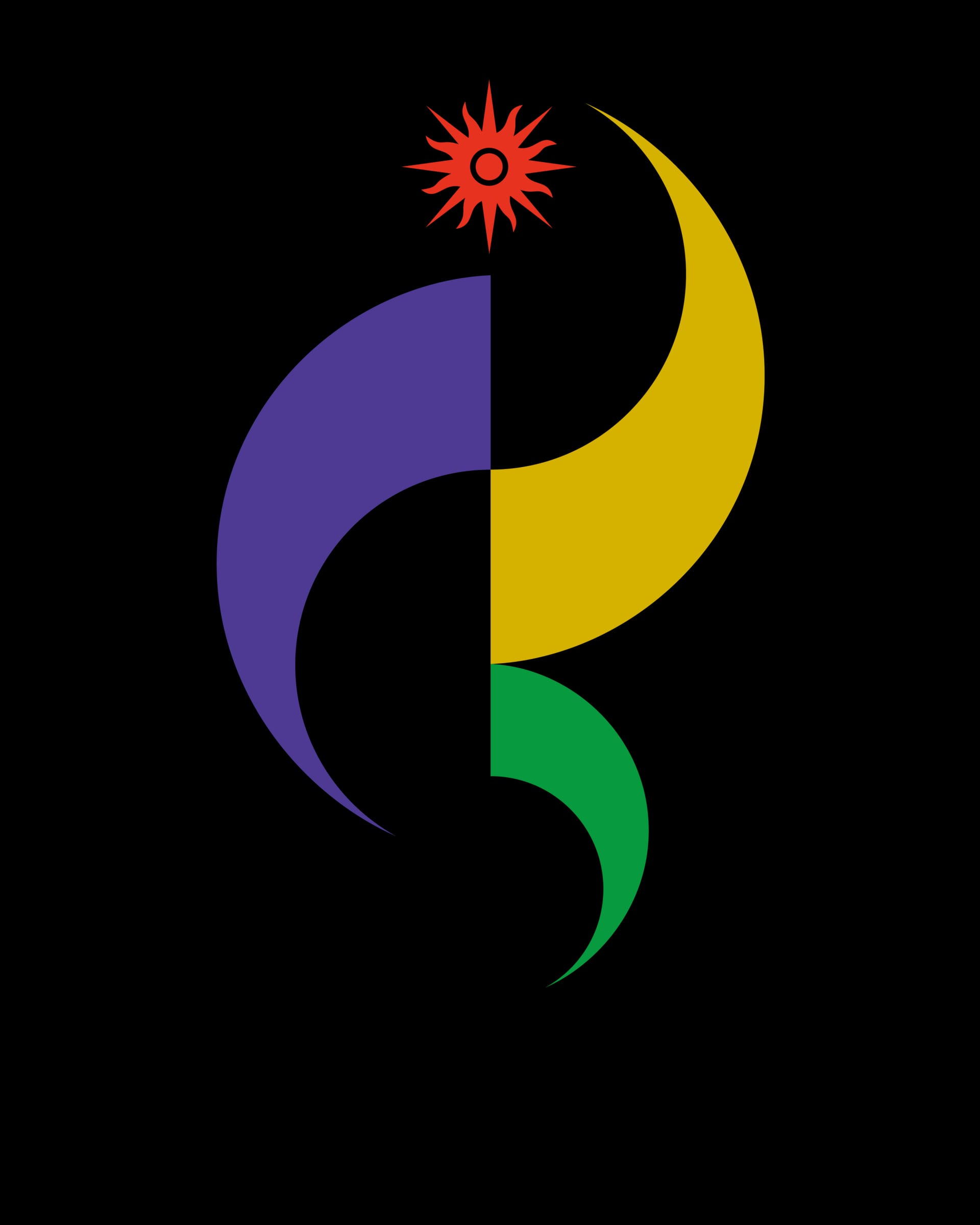 Emblema con formas curvas moradas, doradas y verdes alrededor de una estrella roja de ocho puntas, con el texto 20th Asian Games Aichi-Nagoya 2026 debajo.